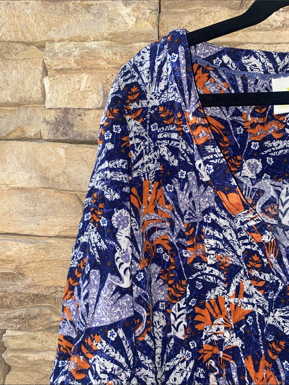 Maeve by Anthropologie Blue and Orange Tropical Print Blouse XS - Picture 11 of 11